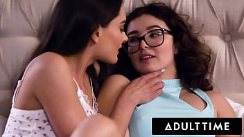 Leana Lovings and her lesbian roommate indulge in passionate scissoring after being caught watching porn