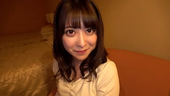 POV video of a Japanese busty college student with G-cup breasts engaging in hardcore sex